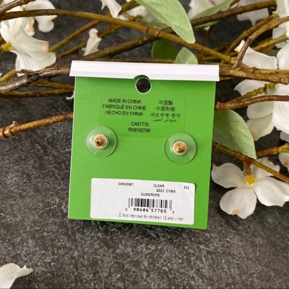 KATE SPADE NWT Clear Gold Gumdrop Stud Earrings - Picture 3 of 7